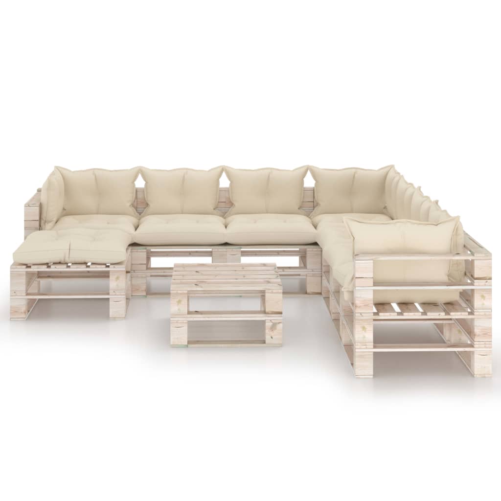 

vidaXL 9-delige Loungeset met kussens pallet grenenhout