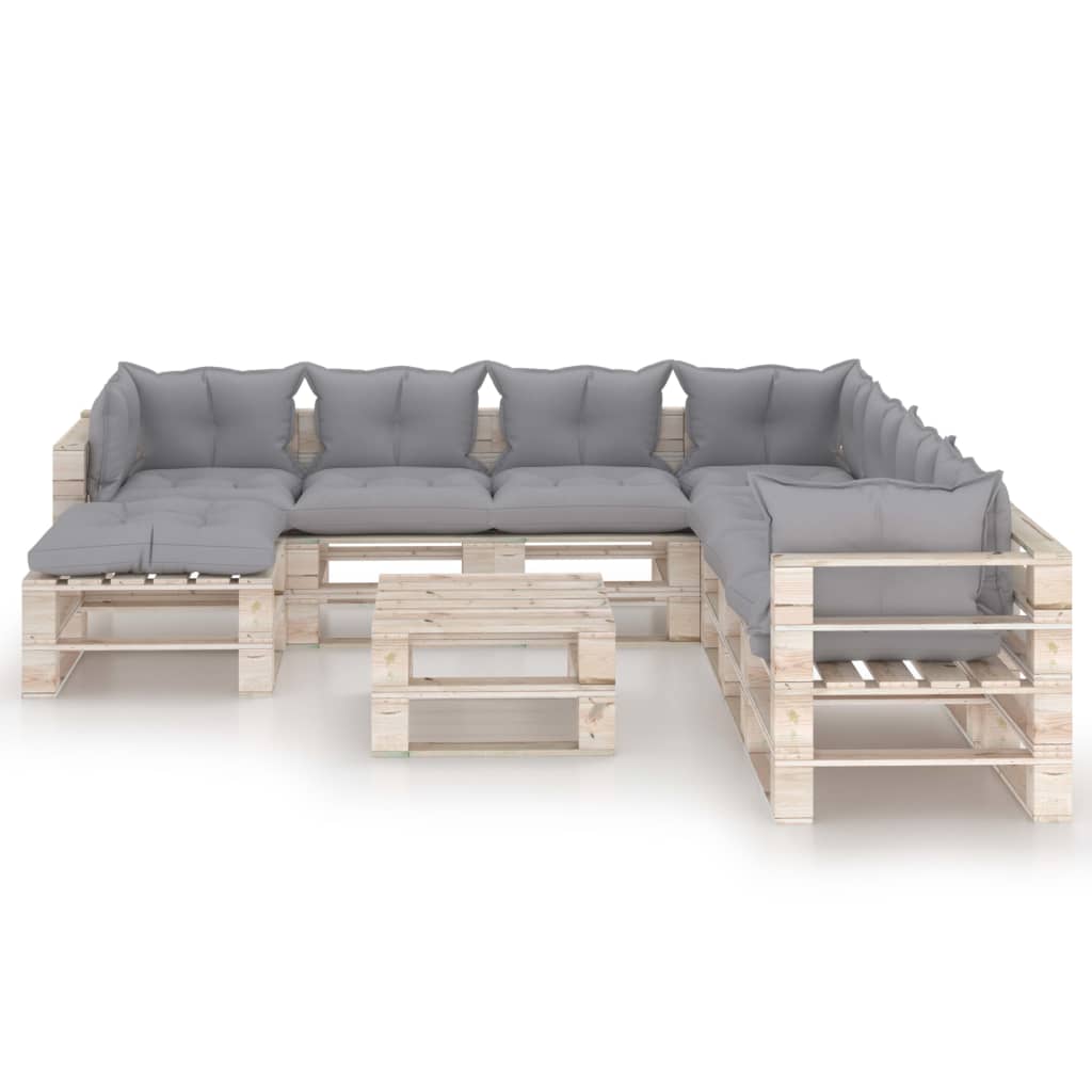 

vidaXL 9-delige Loungeset met kussens pallet grenenhout