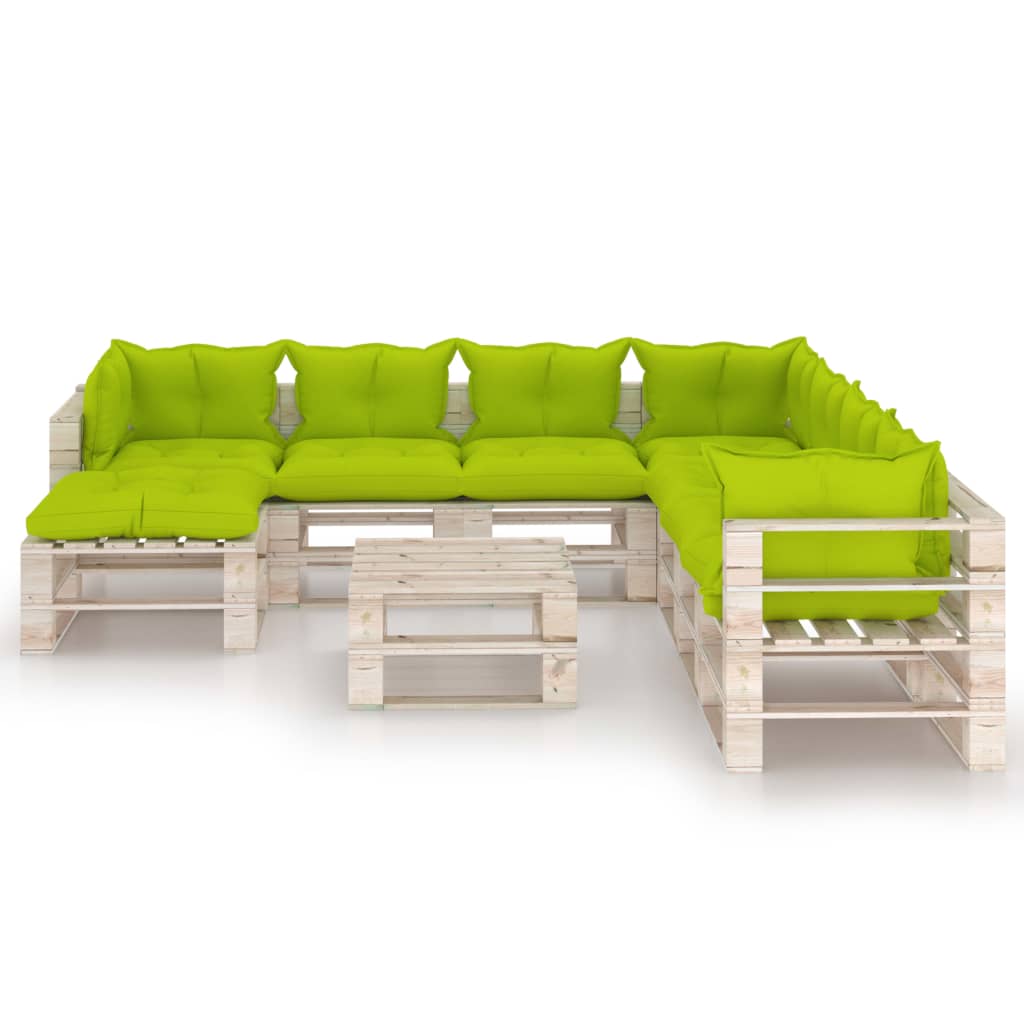 

vidaXL 9-delige Loungeset met kussens pallet grenenhout