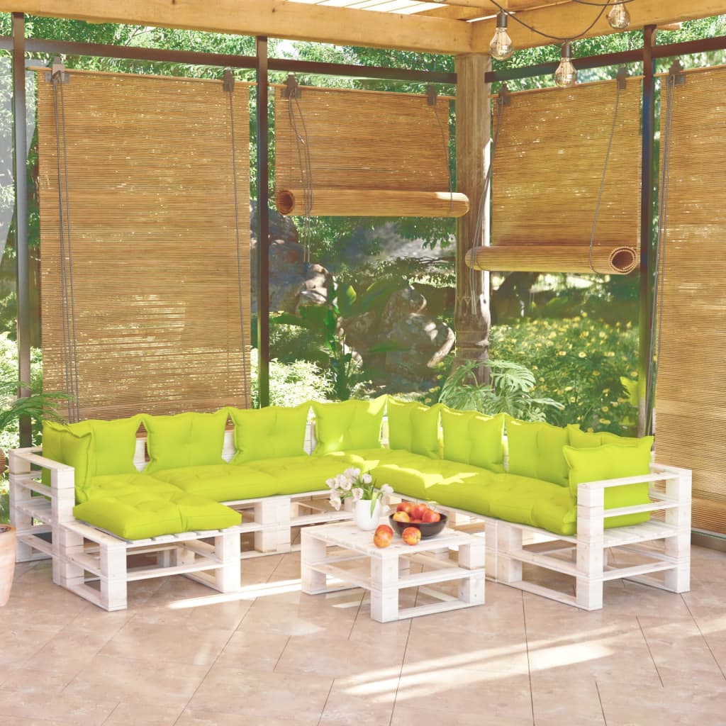 9-tlg. Garten-Lounge-Set aus Paletten mit Kissen Kiefernholz kaufen