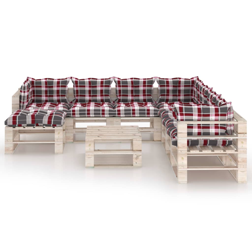 

vidaXL 9-delige Loungeset met kussens pallet grenenhout