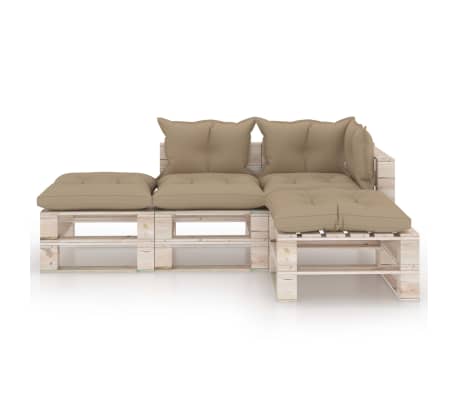 vidaXL 4-tlg. Garten-Lounge-Set aus Paletten mit Kissen Kiefernholz