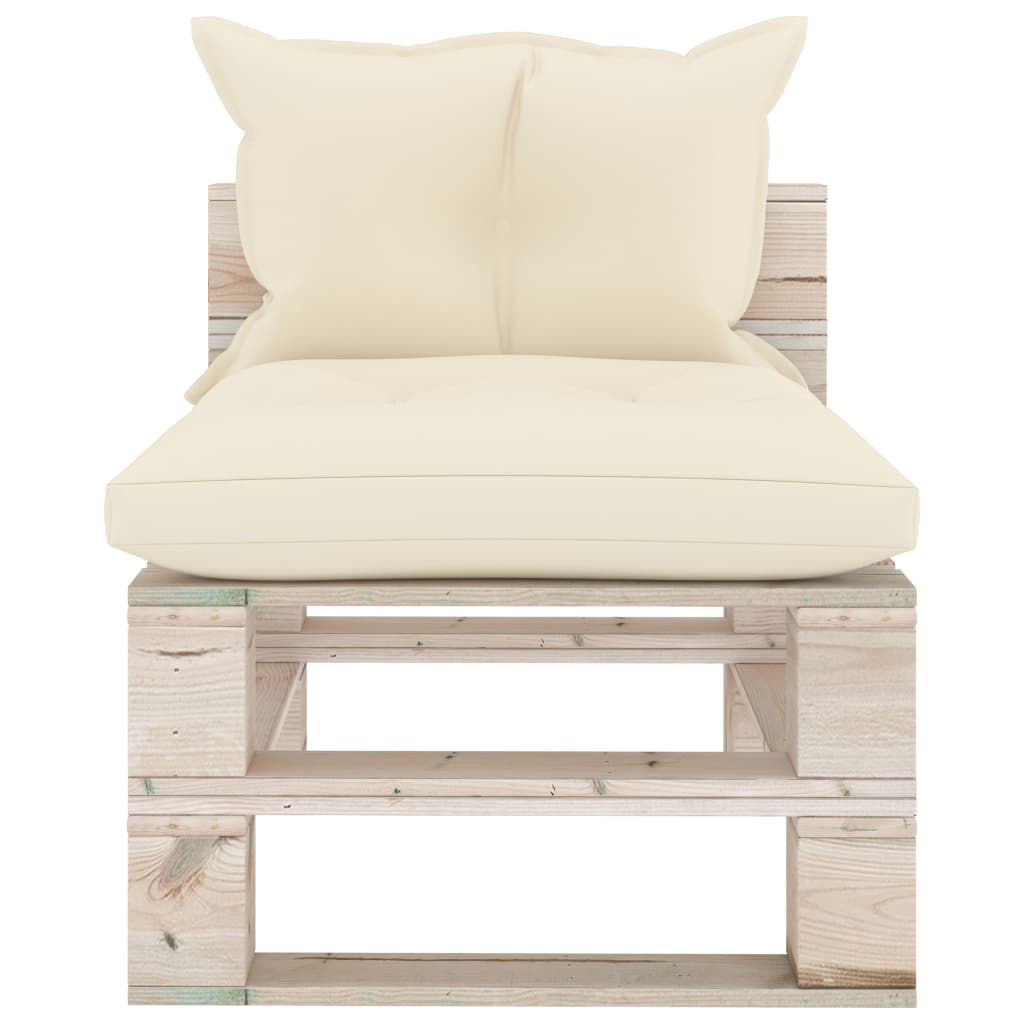 Градински лаундж комплект от палети с възглавници, 4 части, бор