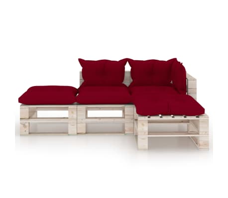 vidaXL Salotto Giardino in Pallet con Cuscini 4 pz in Legno di Pino