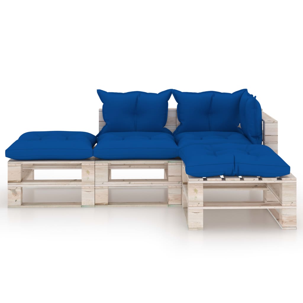 

vidaXL 4-delige Loungeset met kussens pallet grenenhout