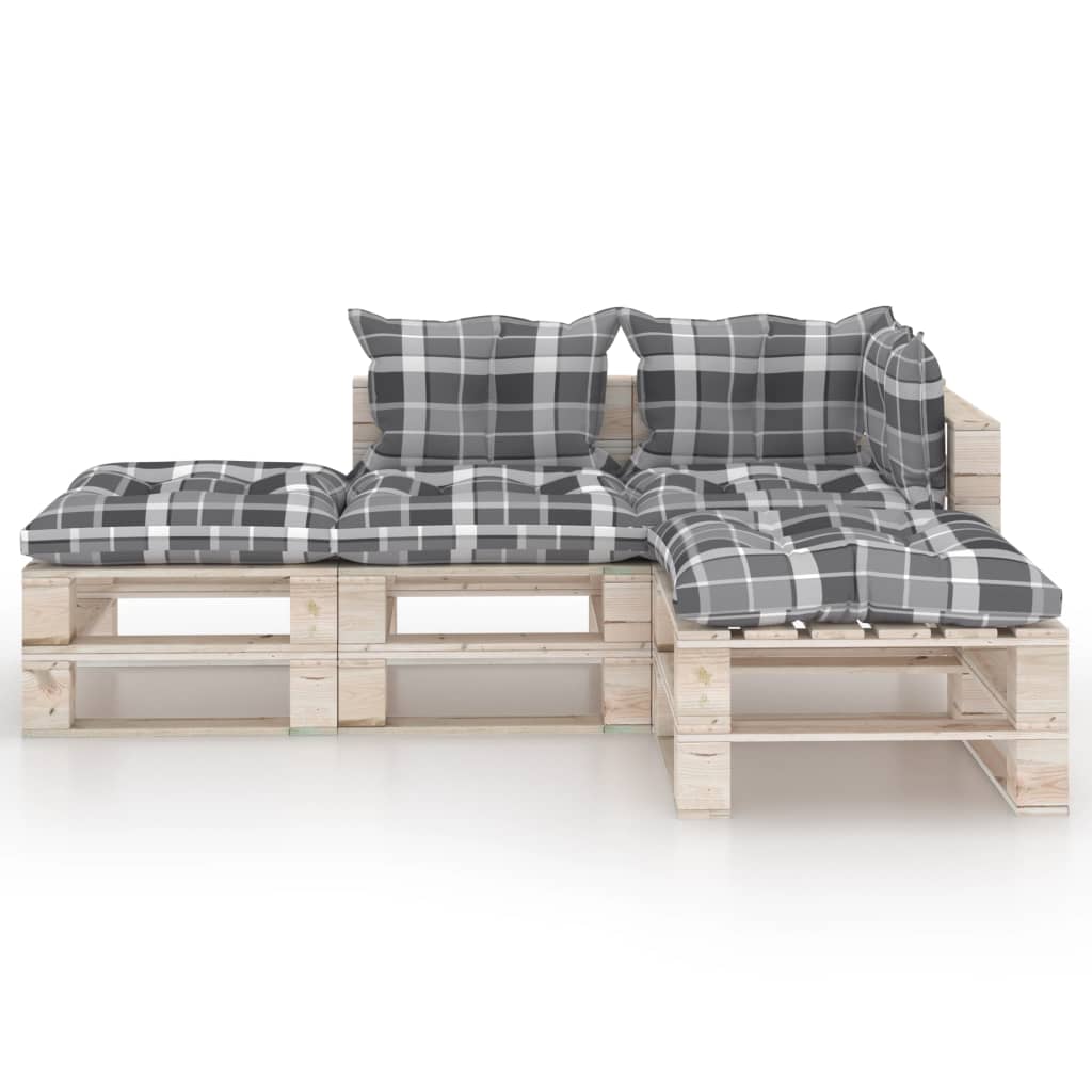 

vidaXL 4-delige Loungeset met kussens pallet grenenhout