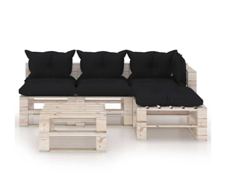 vidaXL 5-delige Loungeset met kussens pallet grenenhout