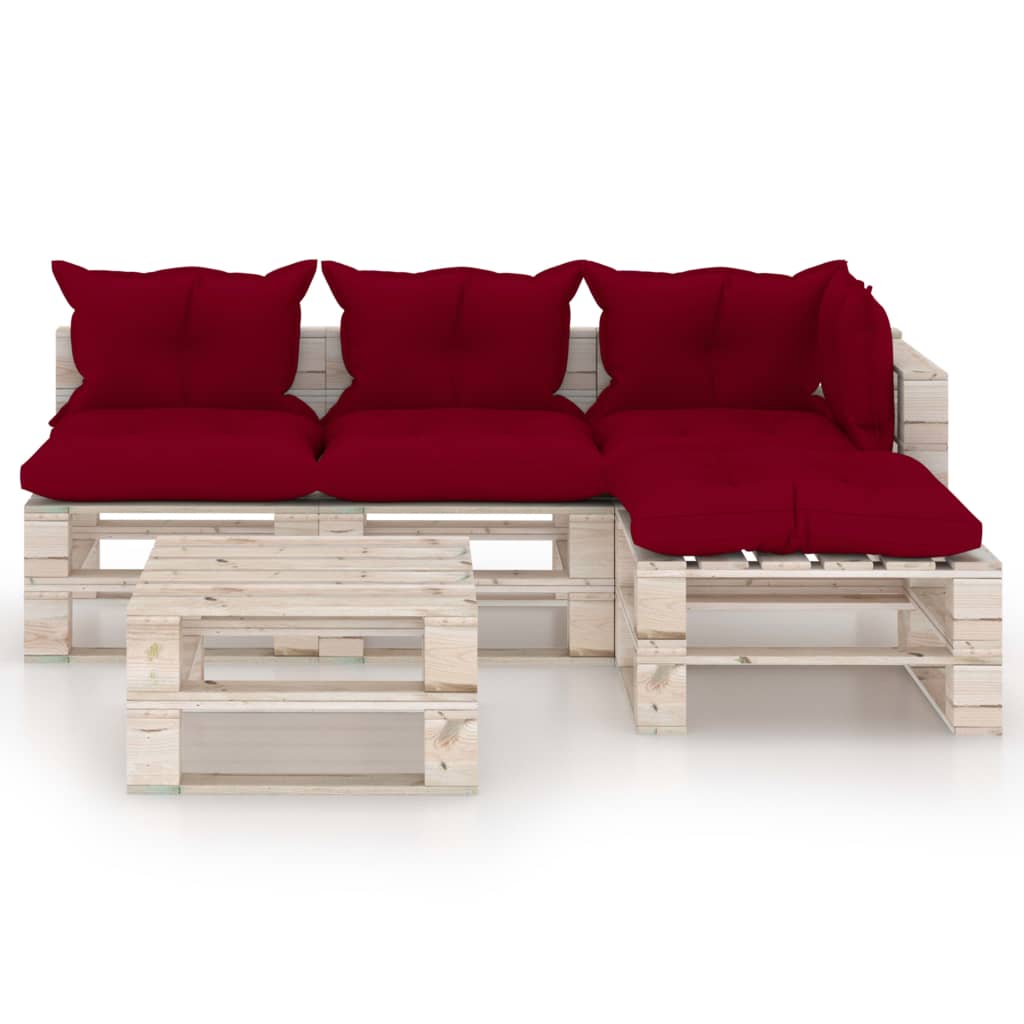 

vidaXL 5-delige Loungeset met kussens pallet grenenhout