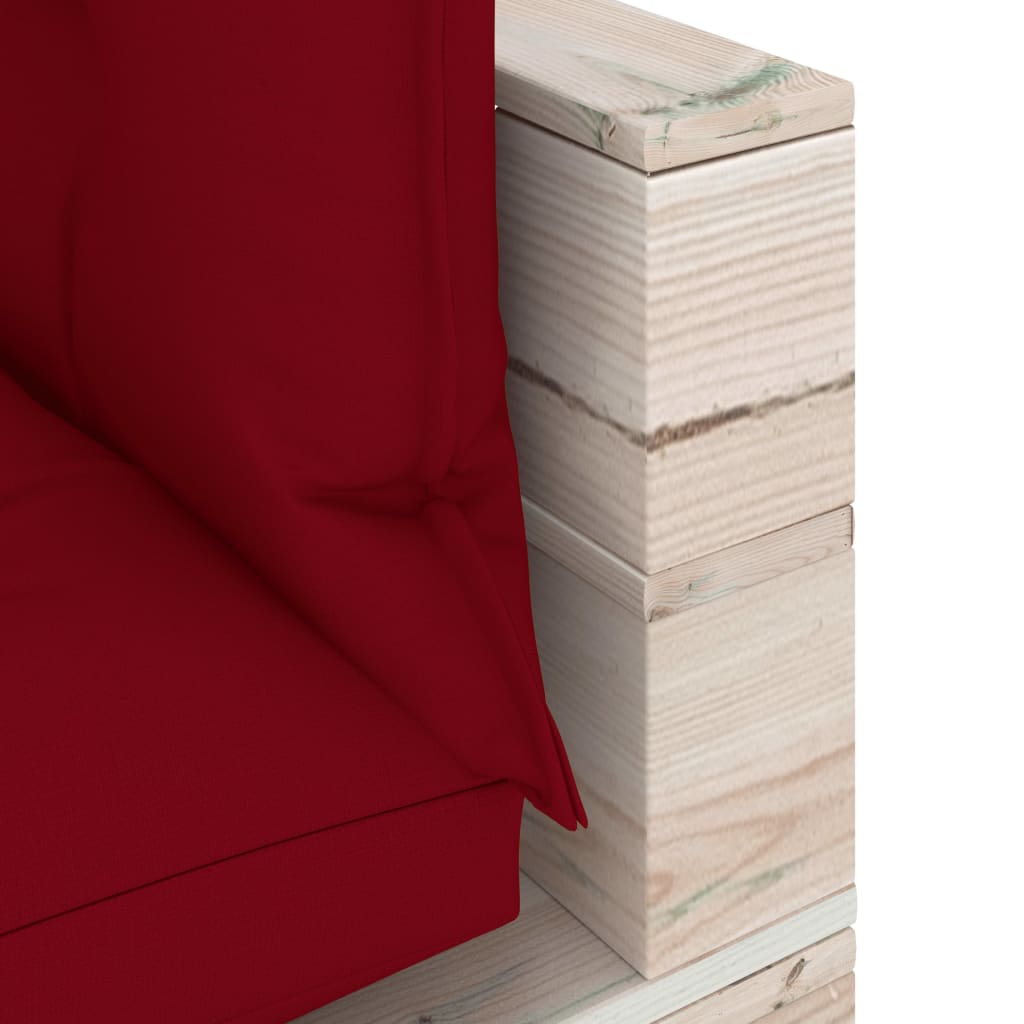 Градински лаундж комплект от палети с възглавници, 5 части, бор