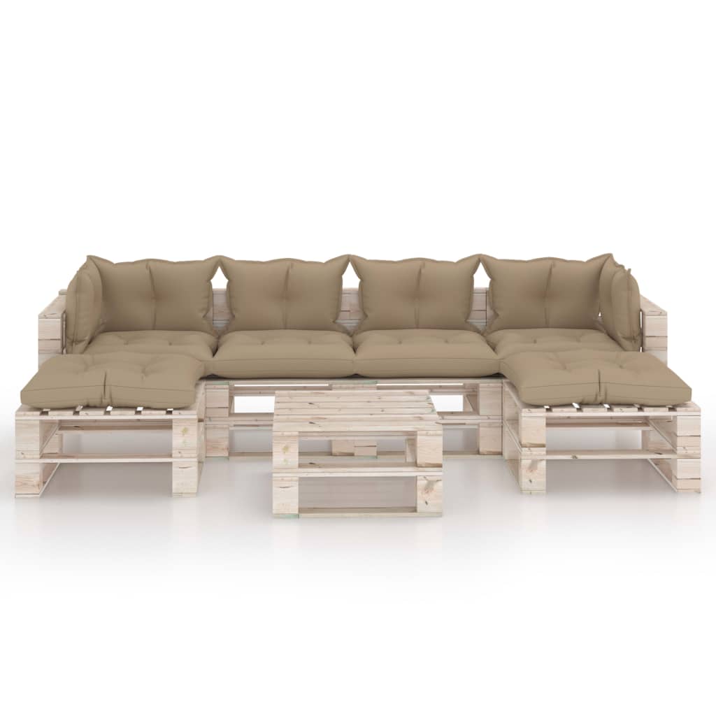 

vidaXL 7-delige Loungeset met kussens pallet grenenhout