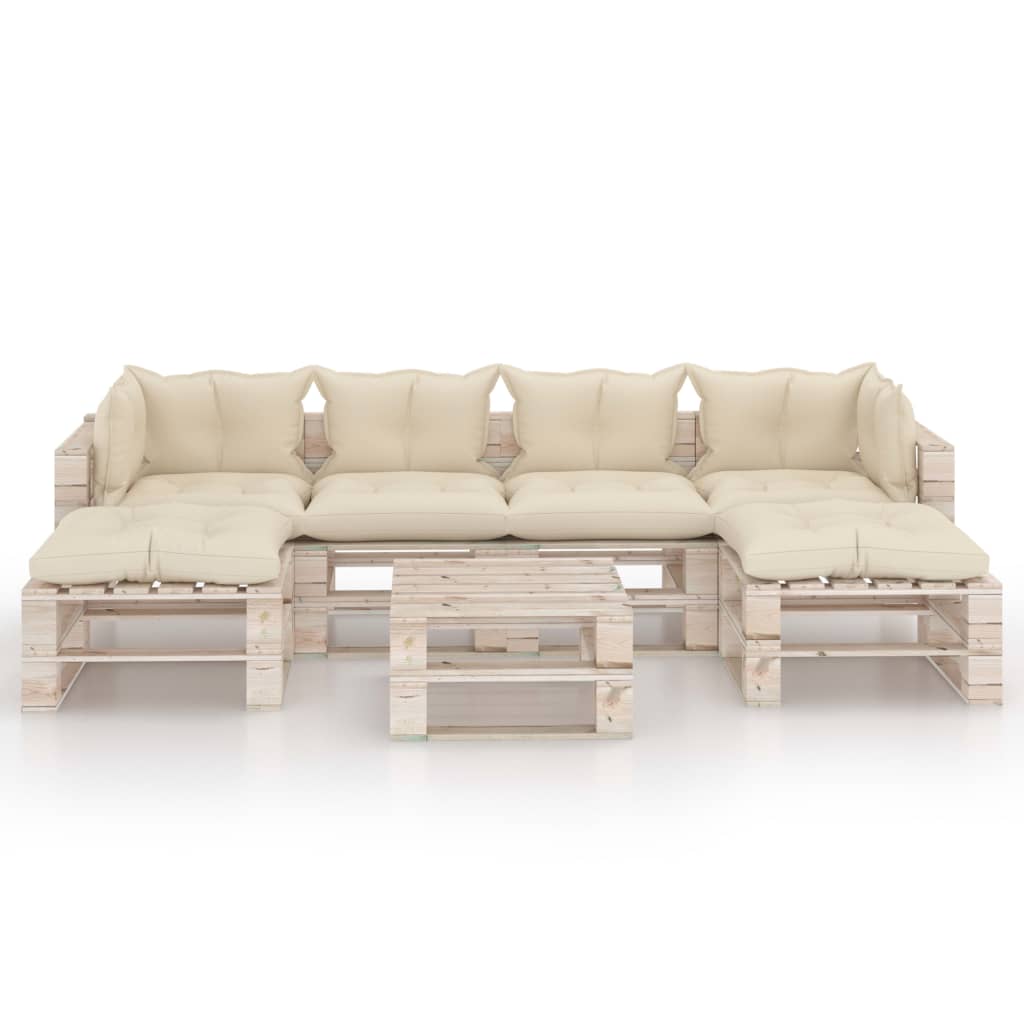 

vidaXL 7-delige Loungeset met kussens pallet grenenhout