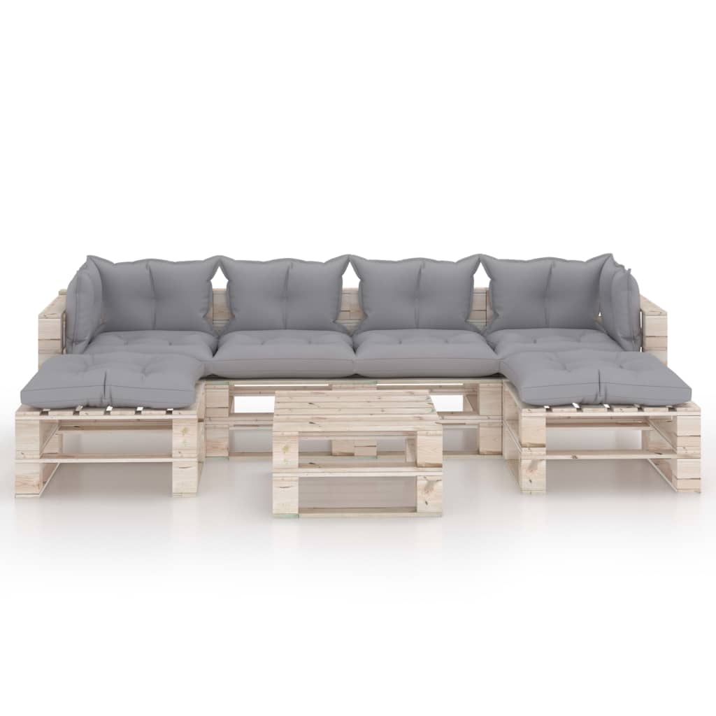 

vidaXL 7-delige Loungeset met kussens pallet grenenhout