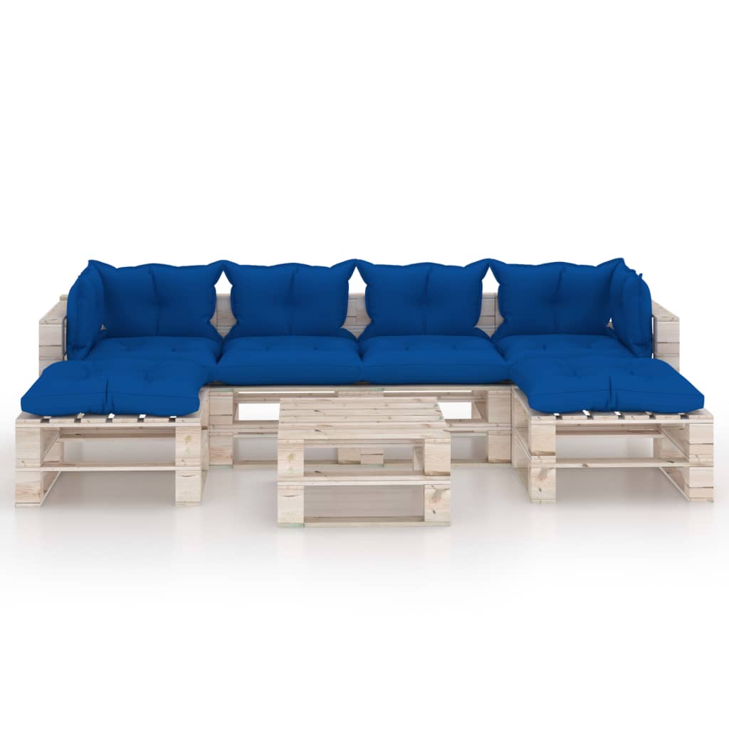 

vidaXL 7-delige Loungeset met kussens pallet grenenhout