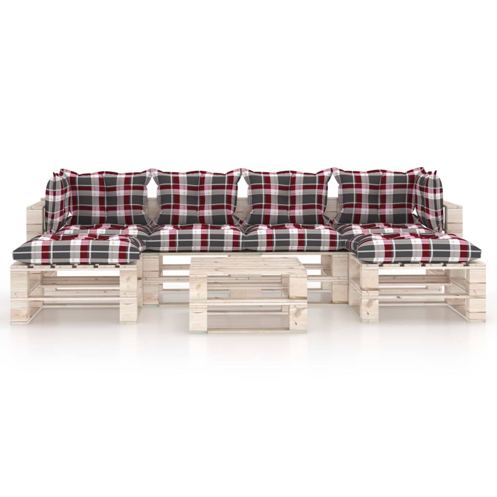 

vidaXL 7-delige Loungeset met kussens pallet grenenhout