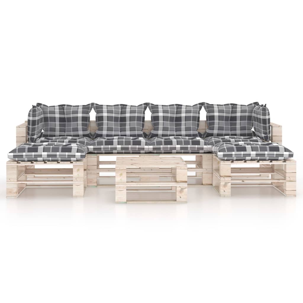 

vidaXL 7-delige Loungeset met kussens pallet grenenhout