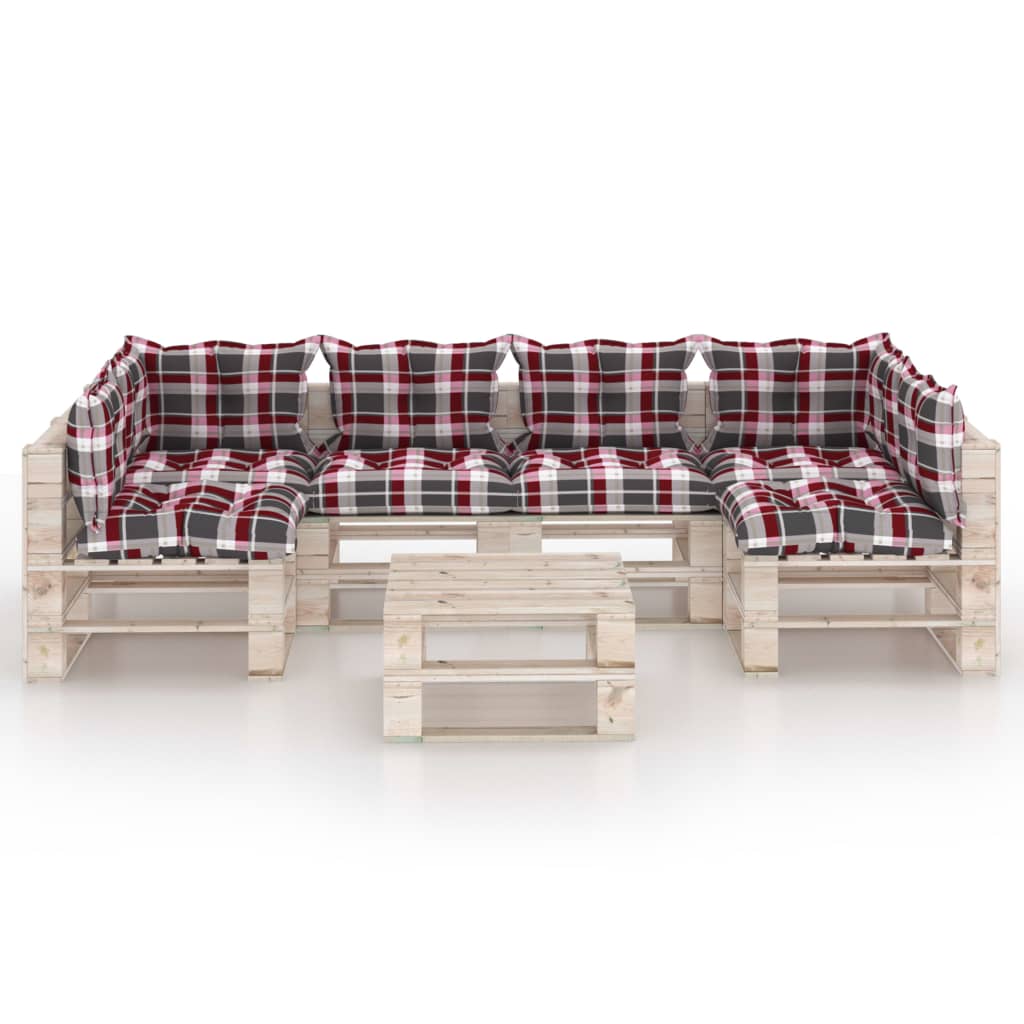 

vidaXL 7-delige Loungeset met kussens pallet grenenhout