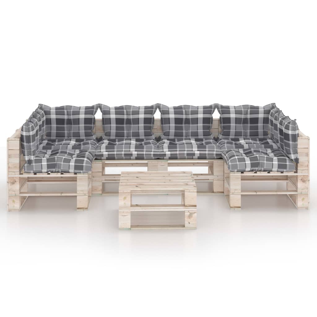 

vidaXL 7-delige Loungeset met kussens pallet grenenhout