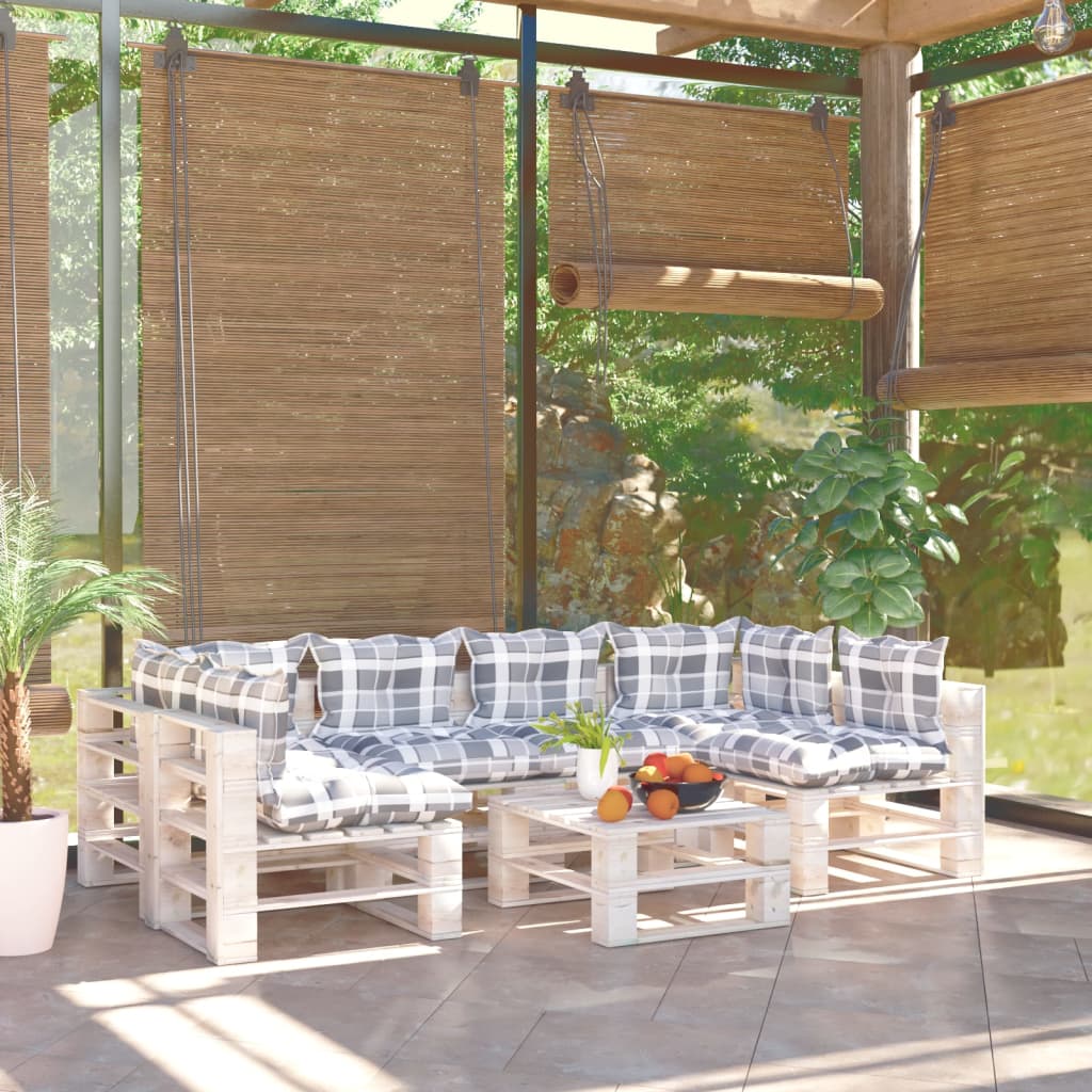 7-tlg. Garten-Sofagarnitur aus Paletten mit Kissen Kiefernholz kaufen