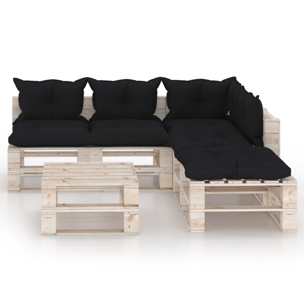 

vidaXL 6-delige Loungeset met kussens pallet grenenhout