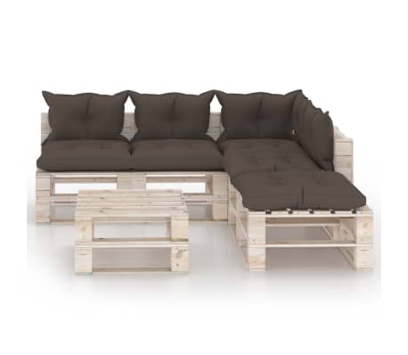 vidaXL 6-tlg. Garten-Lounge-Set aus Paletten mit Kissen Kiefernholz