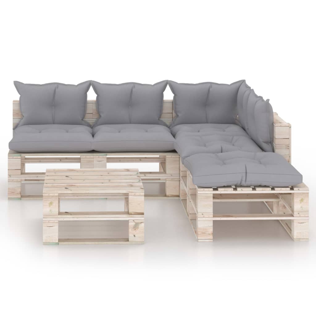 

vidaXL 6-delige Loungeset met kussens pallet grenenhout