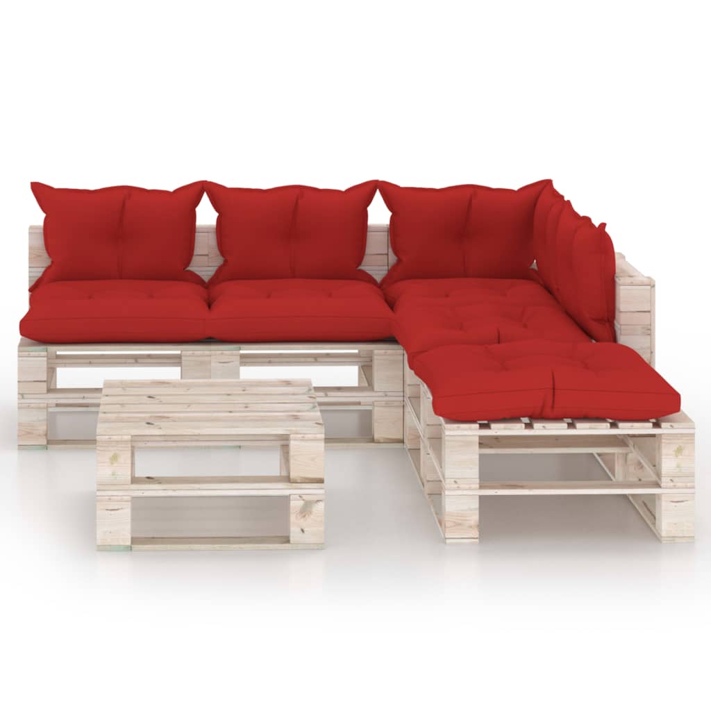 

vidaXL 6-delige Loungeset met kussens pallet grenenhout