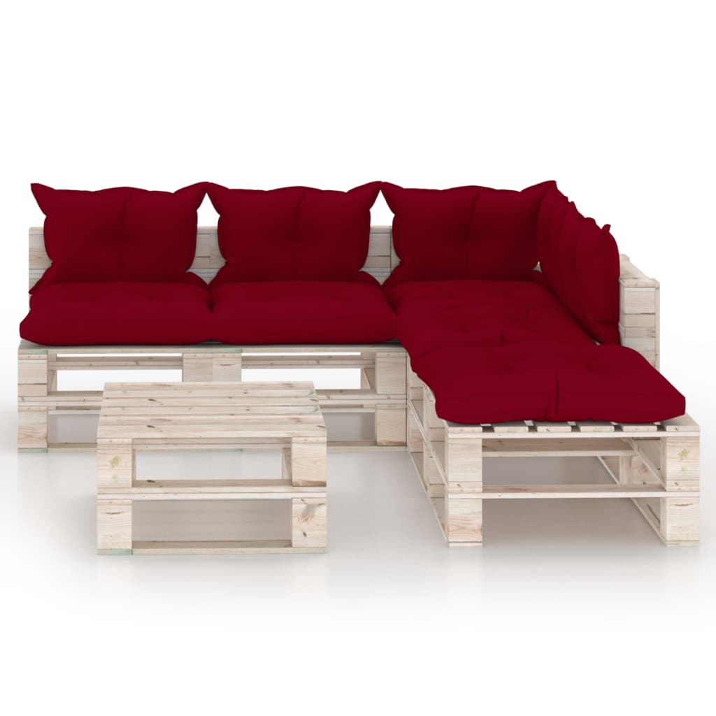 Set mobilier de grădină, cu perne, 6 piese, lemn de pin
