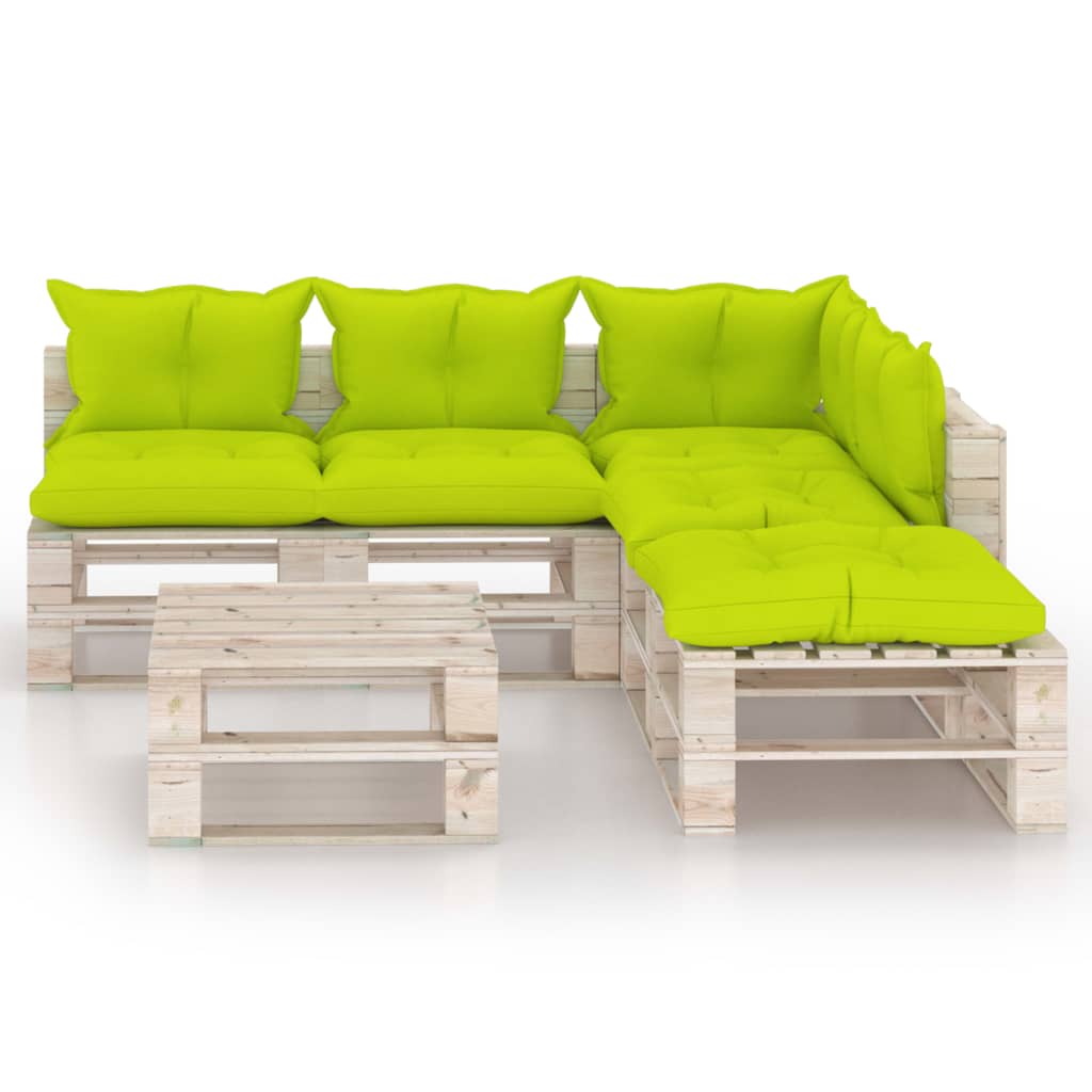 

vidaXL 6-delige Loungeset met kussens pallet grenenhout