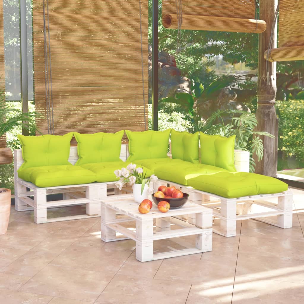 6-tlg. Garten-Lounge-Set aus Paletten mit Kissen Kiefernholz kaufen
