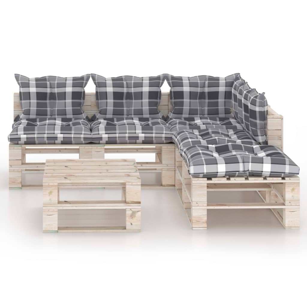 

vidaXL 6-delige Loungeset met kussens pallet grenenhout
