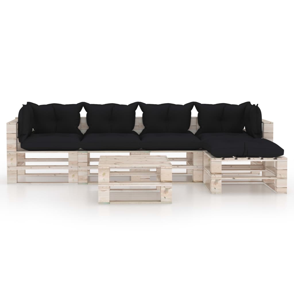 

vidaXL 6-delige Loungeset met kussens pallet grenenhout