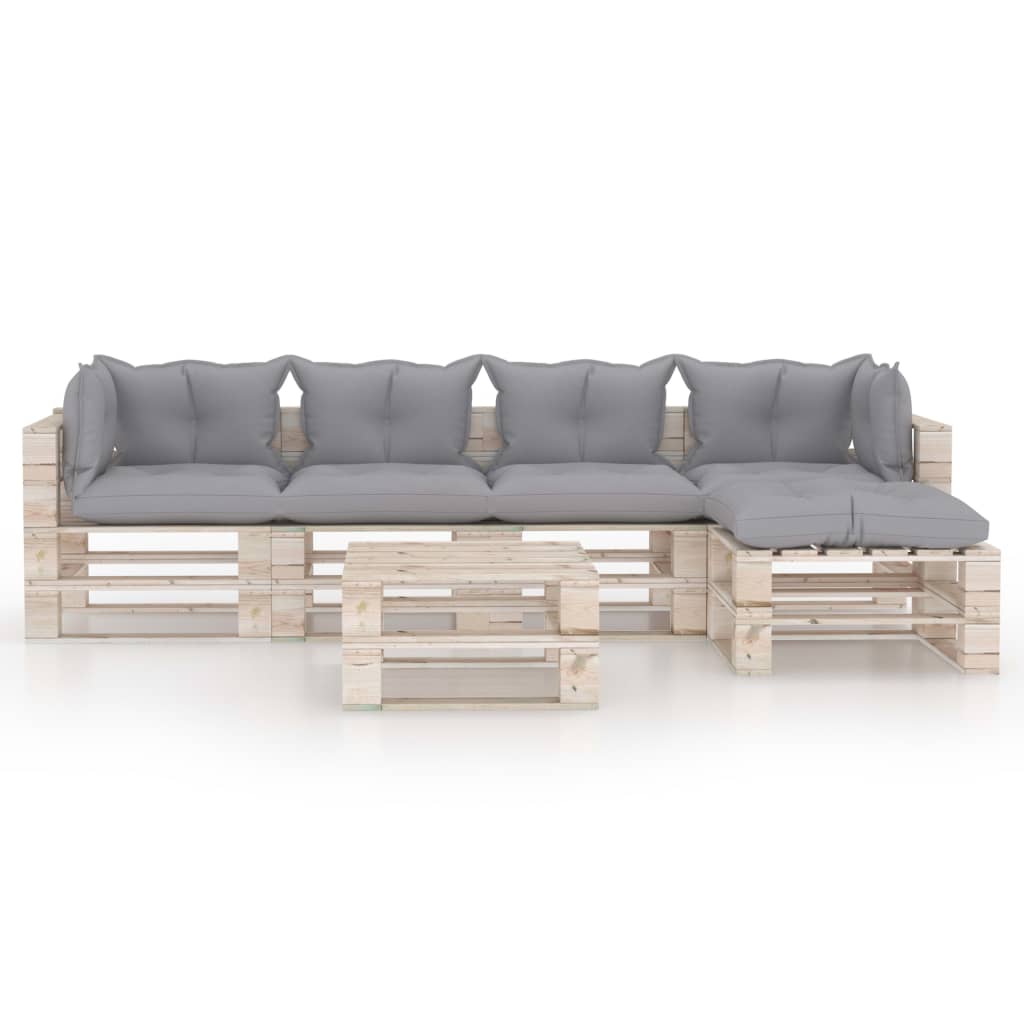 

vidaXL 6-delige Loungeset met kussens pallet grenenhout