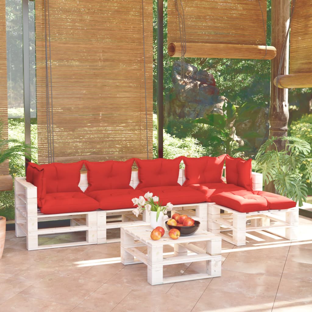 6dílná zahradní sedací souprava z palet + podušky borové dřevo