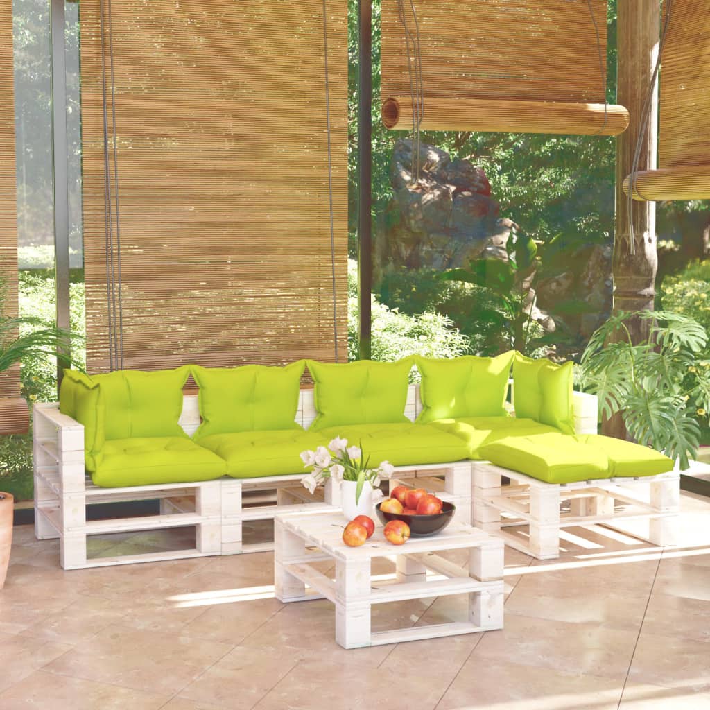 6-tlg. Garten-Lounge-Set aus Paletten mit Kissen Kiefernholz kaufen