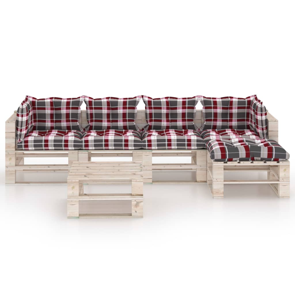 

vidaXL 6-delige Loungeset met kussens pallet grenenhout