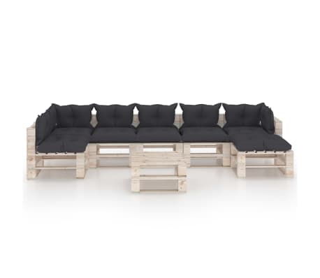 vidaXL 8-tlg. Garten-Lounge-Set aus Paletten mit Kissen Kiefernholz