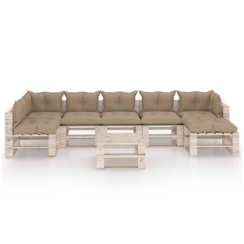 

vidaXL 8-delige Loungeset met kussens pallet grenenhout