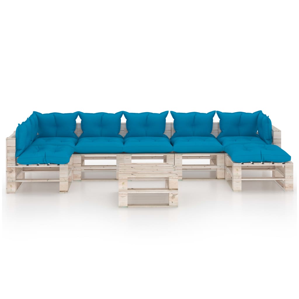 

vidaXL 8-delige Loungeset met kussens pallet grenenhout