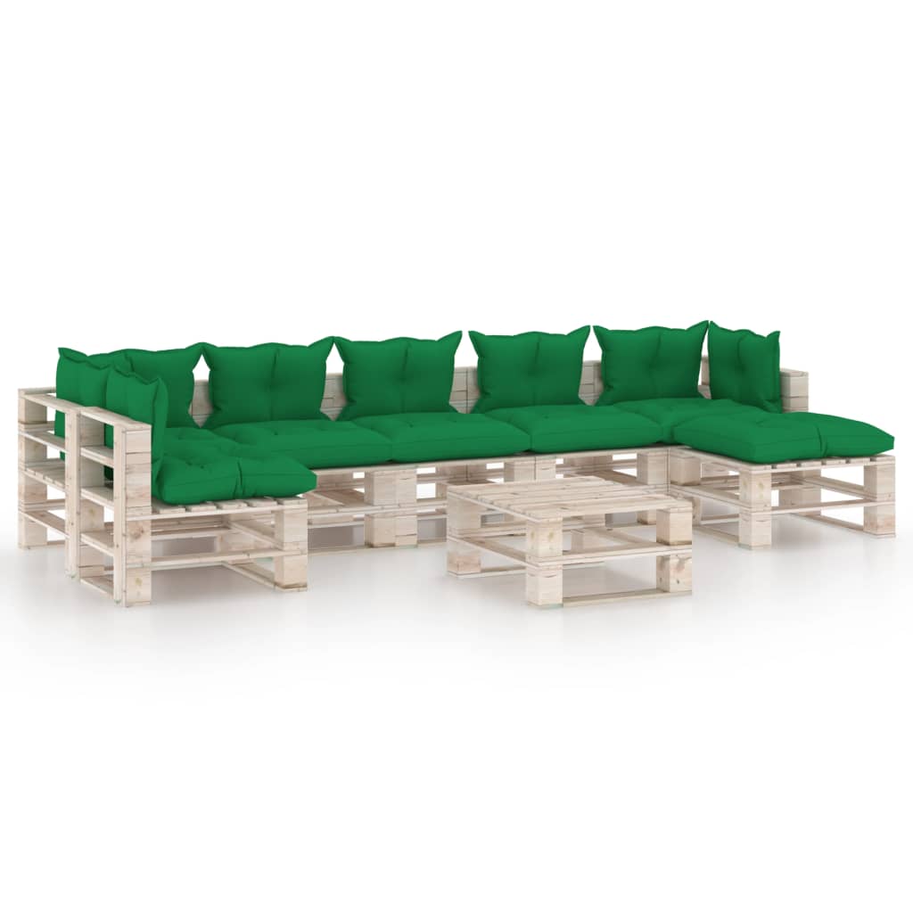Poza vidaXL Set mobilier gradina din paleti, 8 piese, cu perne, lemn de pin
