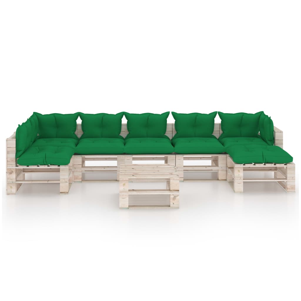 

vidaXL 8-delige Loungeset met kussens pallet grenenhout