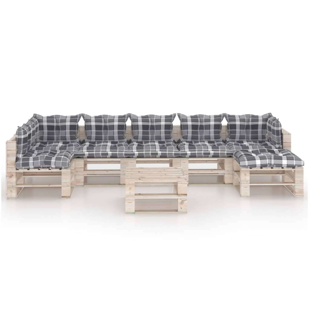 

vidaXL 8-delige Loungeset met kussens pallet grenenhout