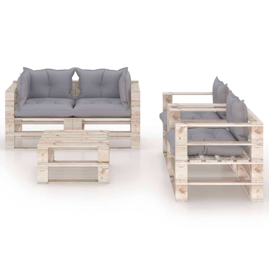 

vidaXL 5-delige Loungeset met kussens pallet grenenhout