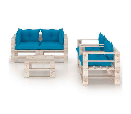 vidaXL Set Divani da Giardino Pallet 5 pz con Cuscini in Legno di Pino