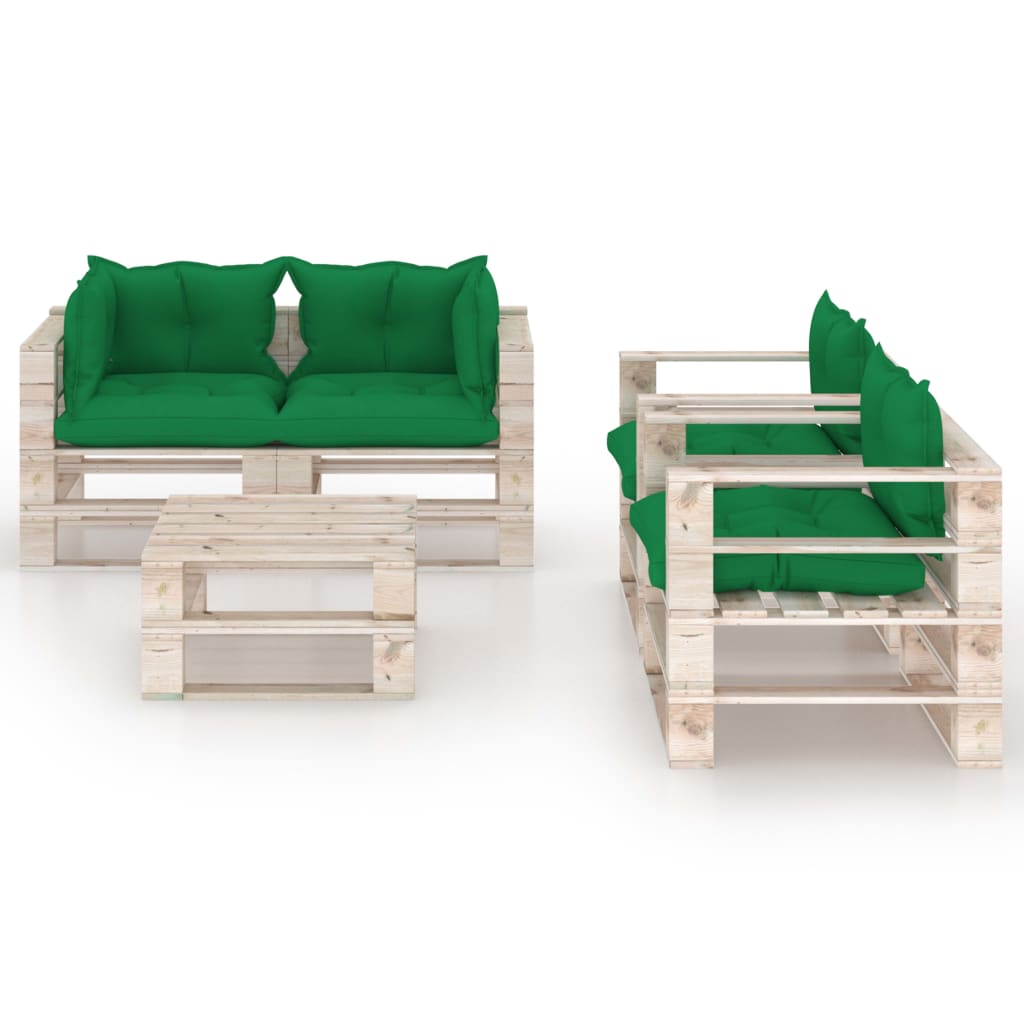 vidaXL Set Divani da Giardino Pallet 5 pz con Cuscini in Legno di Pino