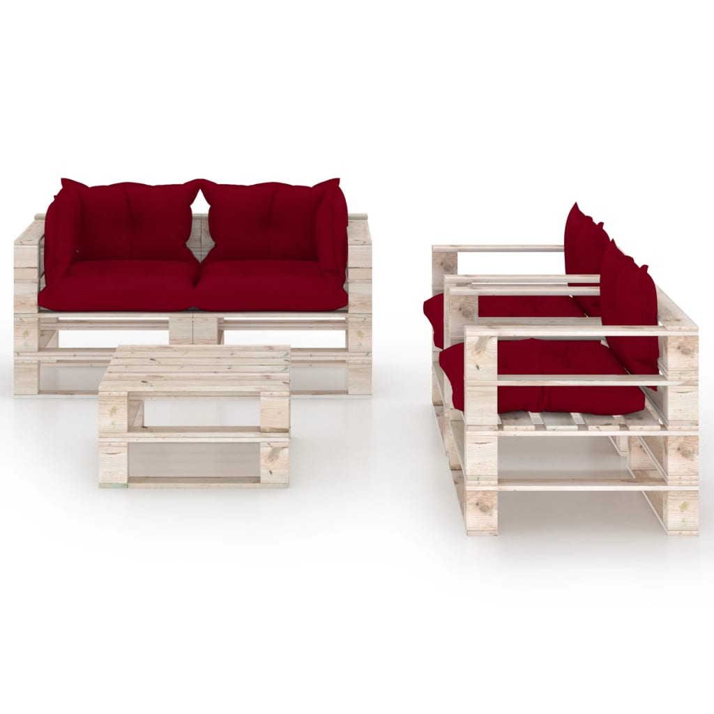 vidaXL 5-cz. zestaw wypoczynkowy z palet, z poduszkami, drewno sosnowe