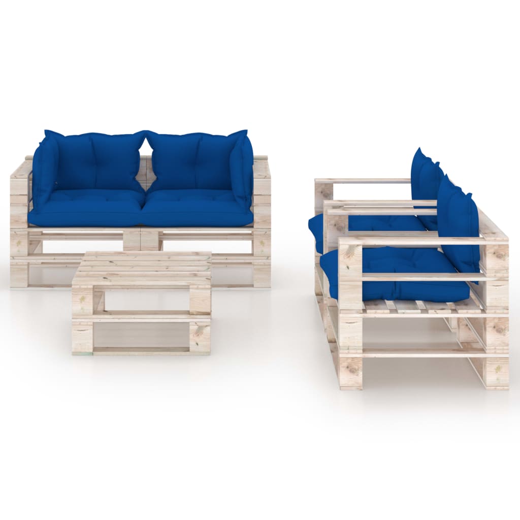 

vidaXL 5-delige Loungeset met kussens pallet grenenhout