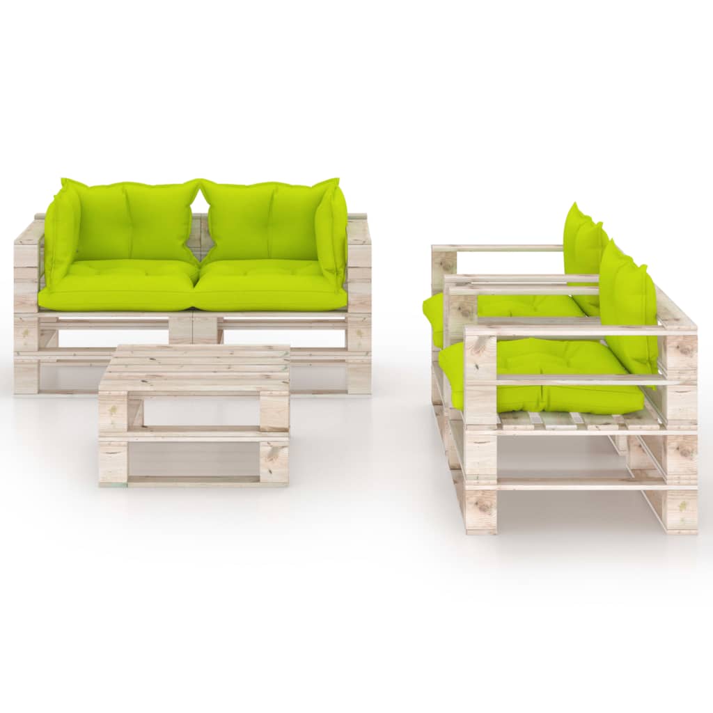 vidaXL 5-delige Loungeset met kussens pallet grenenhout