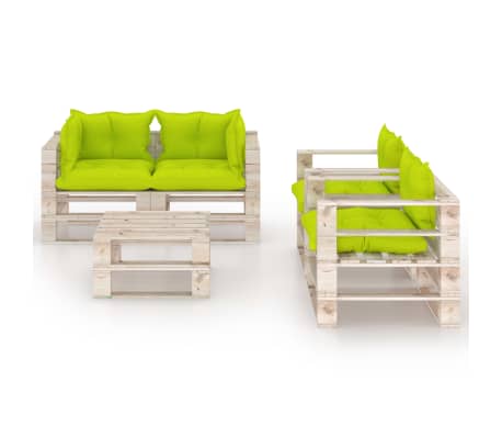 vidaXL 5-delige Loungeset met kussens pallet grenenhout