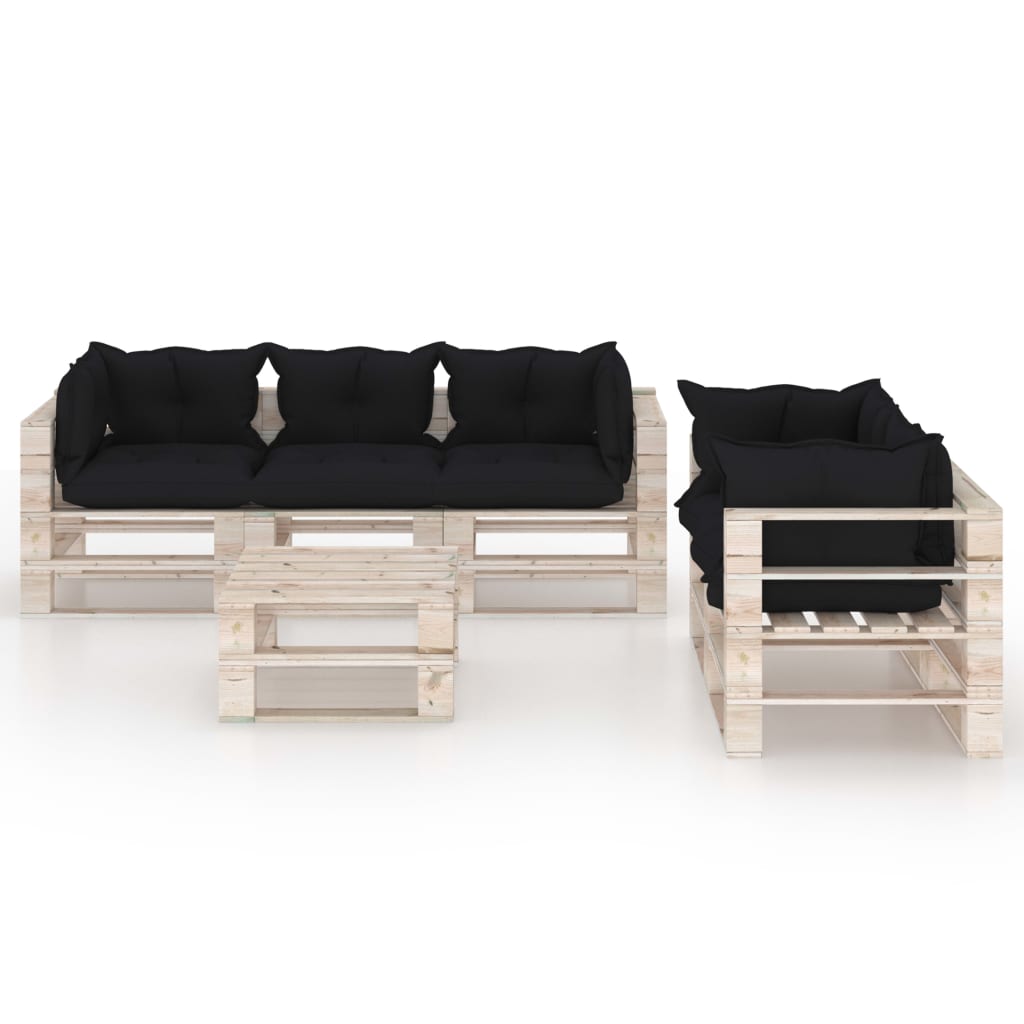 

vidaXL 6-delige Loungeset met kussens pallet grenenhout
