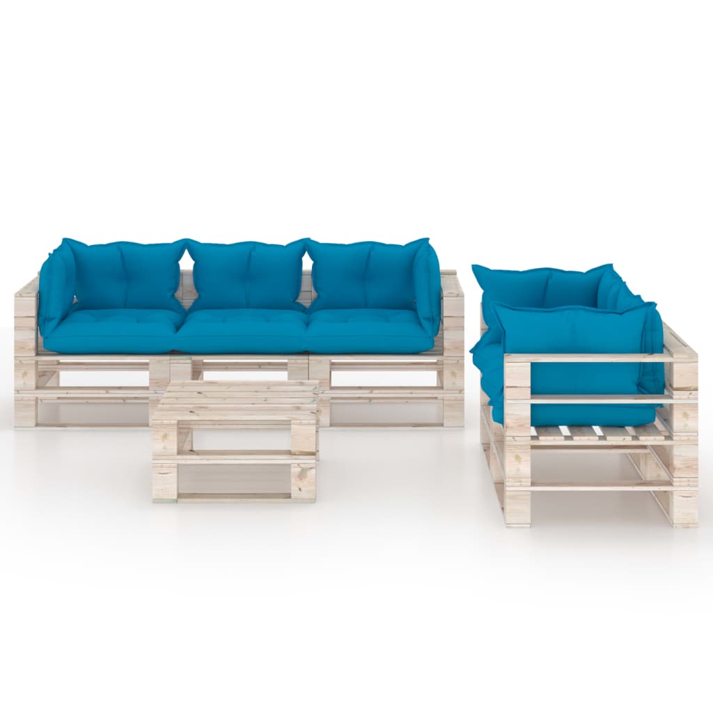 

vidaXL 6-delige Loungeset met kussens pallet grenenhout
